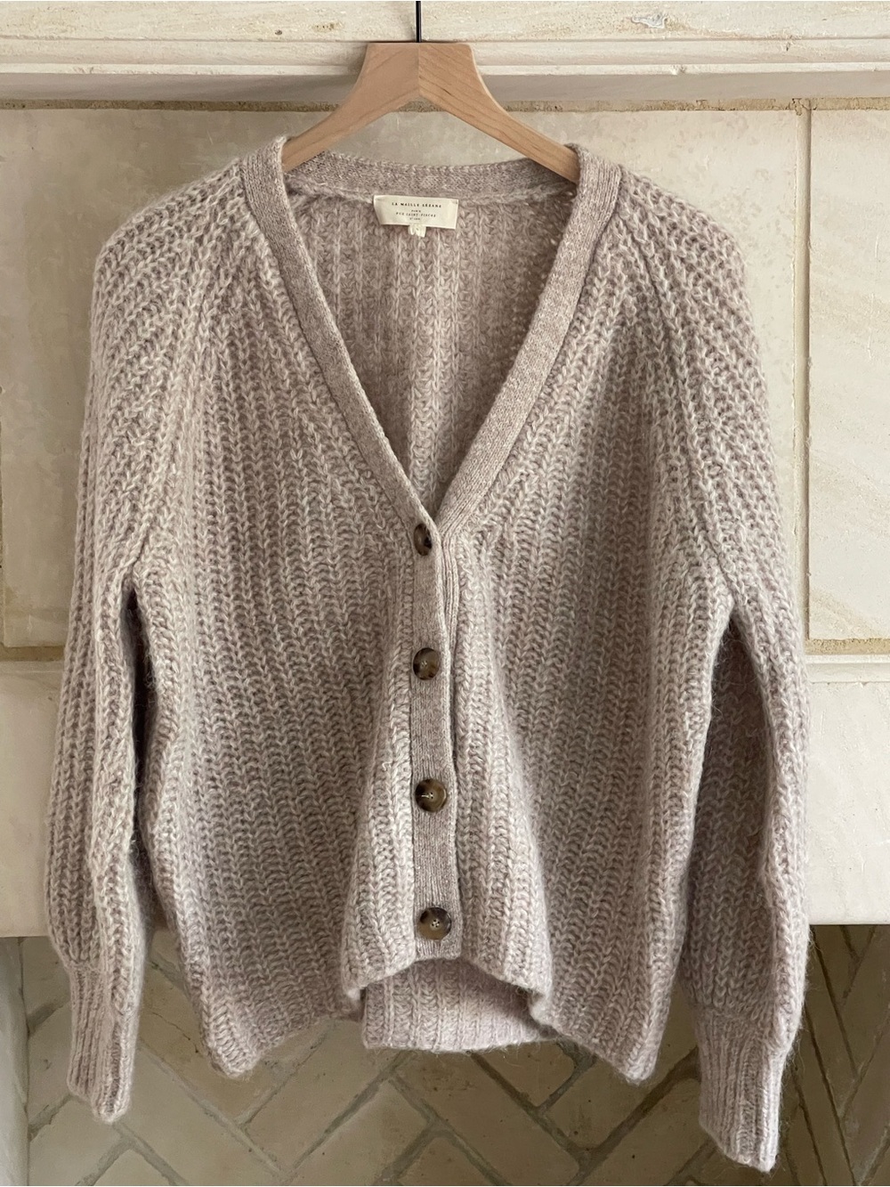 Sezane Basile Cardigan in Light Beige